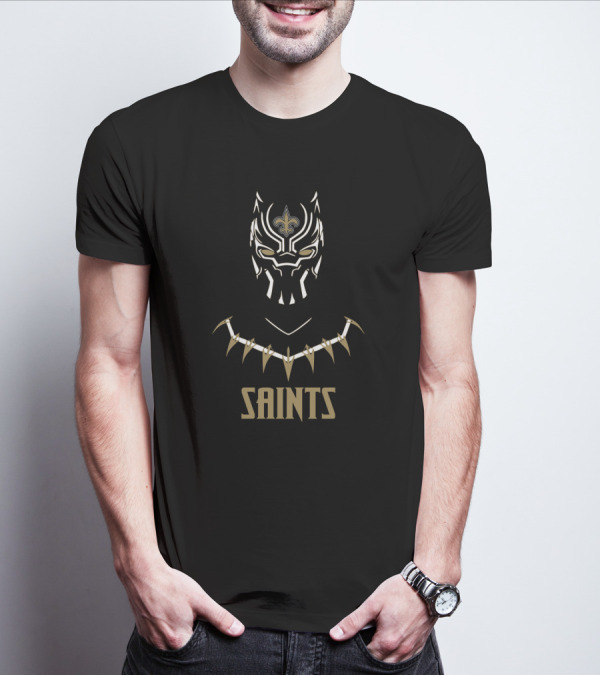 Black Panther Saints Fans Fleur-De-Lis Mask T-Shirt