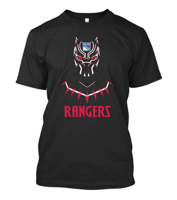New York Rangers Black Panther Mask With Red Rangers T-Shirt