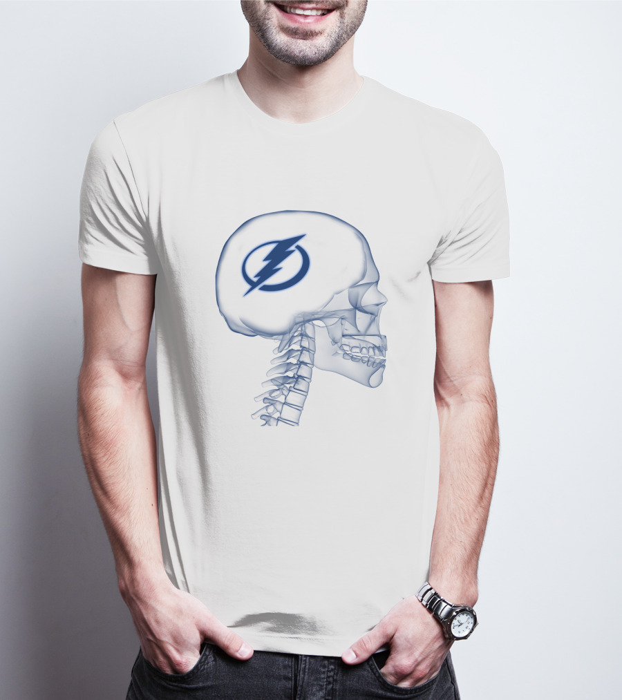 Tampa Bay Lightning Logo Inside Skull Blueprint Concept T-Shirt