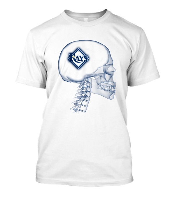 Tampa Bay Rays Logo Inside Skull Outline T-Shirt