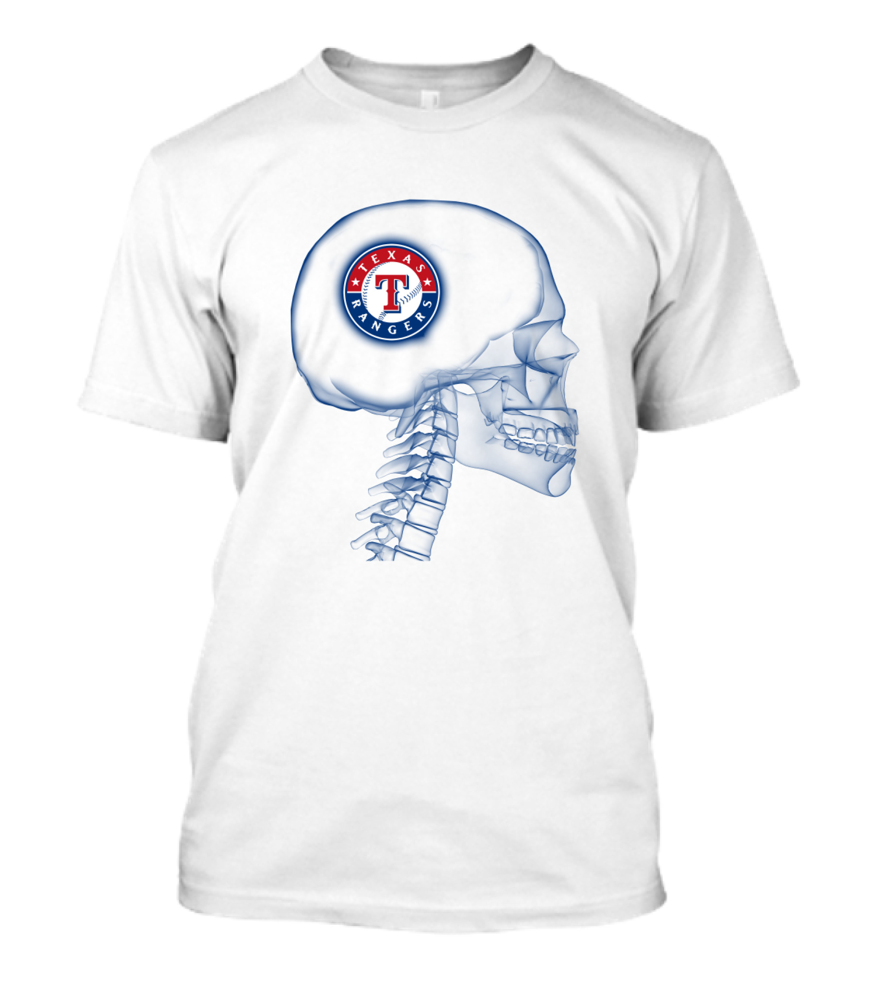 Texas Rangers Logo Inside Skull X-Ray Brain Concept T-Shirt