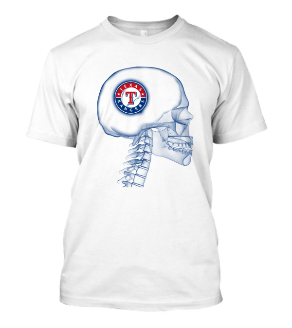Texas Rangers Logo Inside Skull X-Ray Brain Concept T-Shirt
