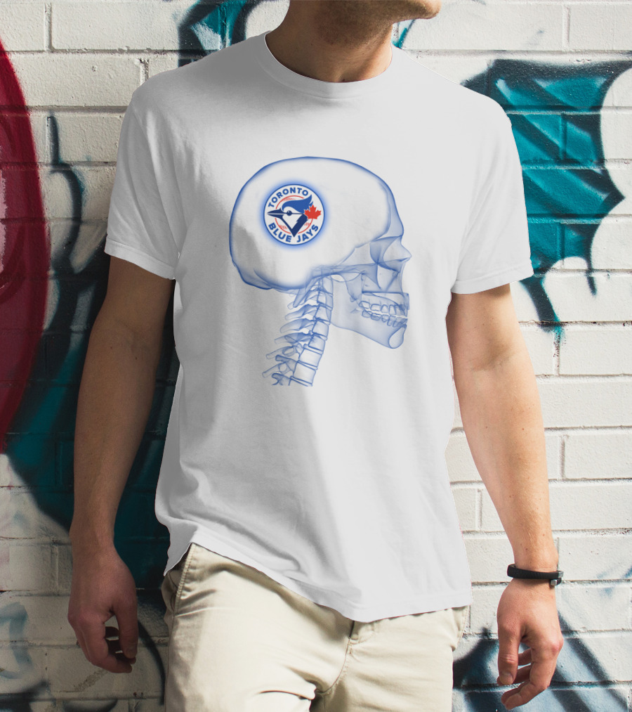 Toronto Blue Jays Logo Inside X-Ray Brain Skull Maple Leaf Baseball Fanatic T-Shirt