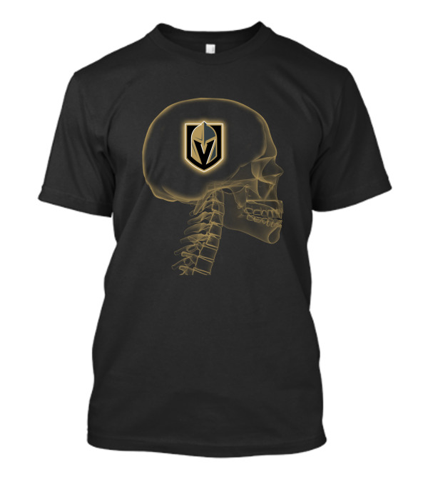 Vegas Golden Knights Logo Within Skull Outline And Spine T-Shirt