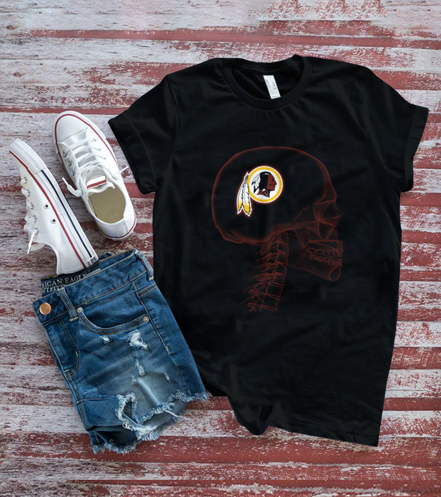 Washington Redskins Logo Inside Skull Halloween Theme T-Shirt