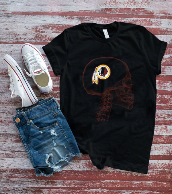 Washington Redskins Logo Inside Skull Halloween Theme T-Shirt