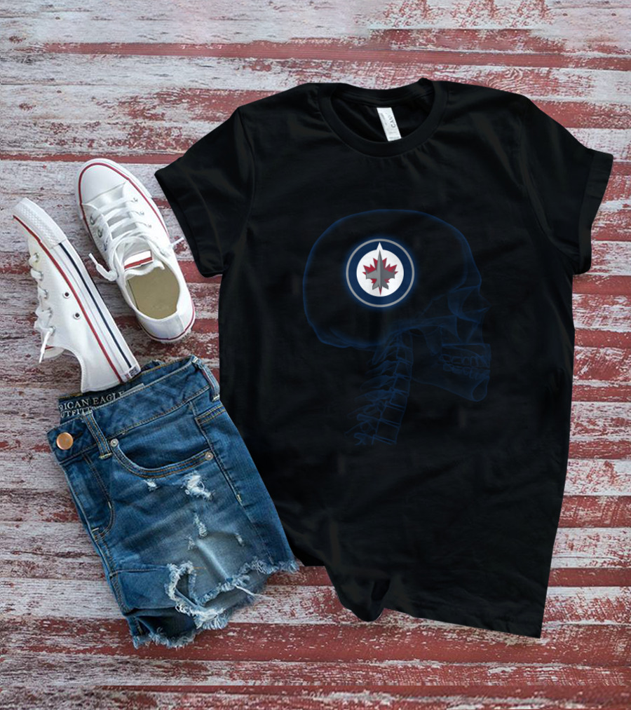 Winnipeg Jets Brain Logo Skull T-Shirt