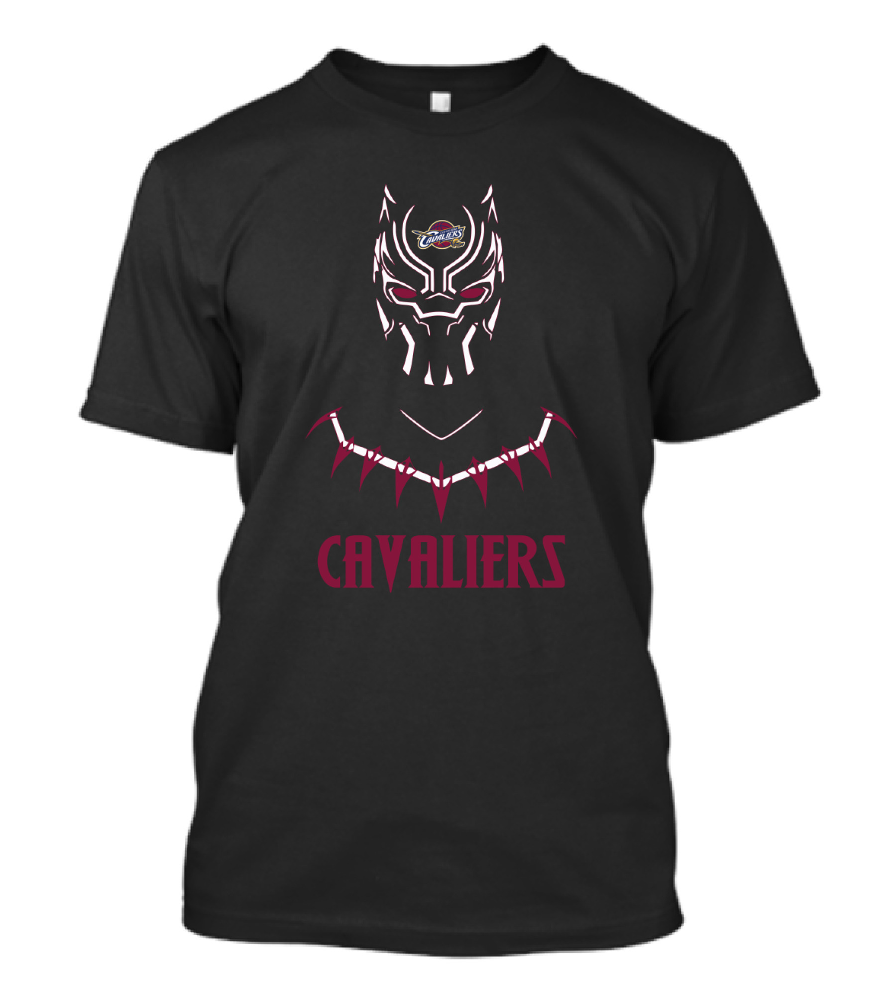 Cleveland Cavaliers Black Panther Mask Logo Combination T-Shirt