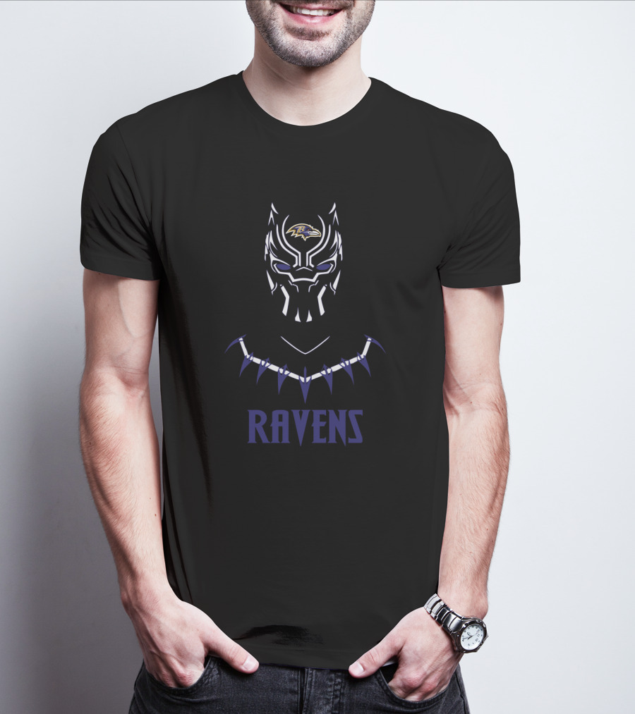 Black Panther Baltimore Ravens Fans Ravens Mask T-Shirt