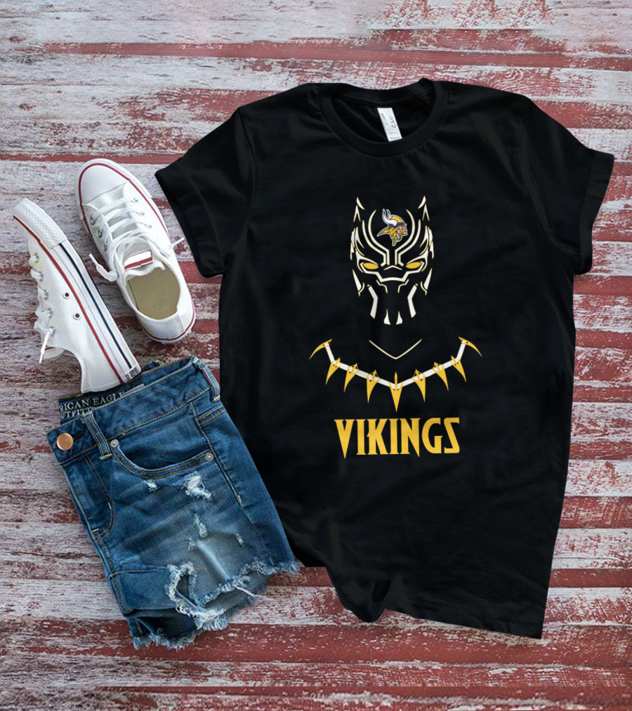 Black Panther Vikings Logo Fusion For Minnesota Fans T-Shirt