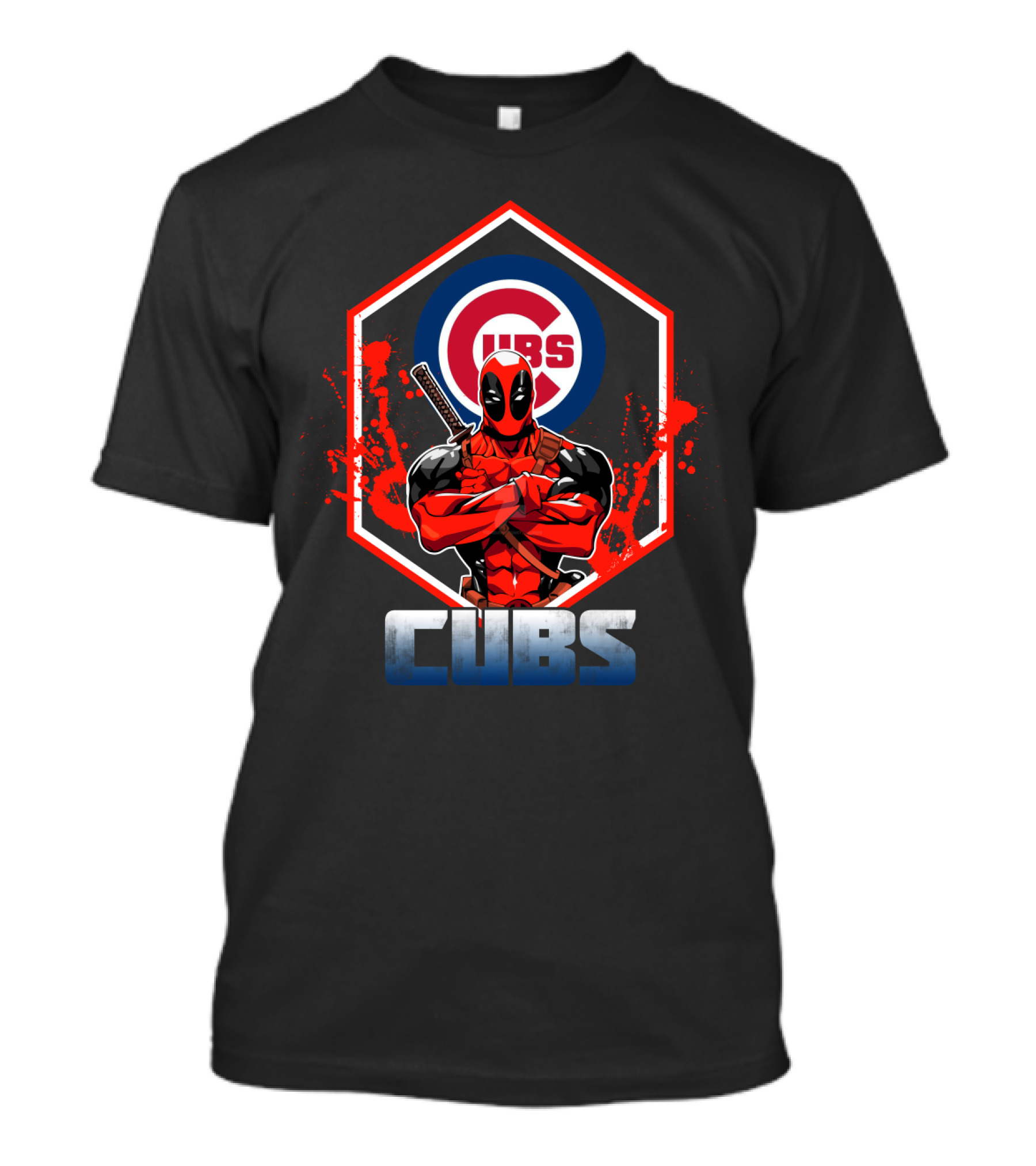 Deadpool Cubs Baseball Fan Fusion Featuring Iconic Chicago Cubs T-Shirt