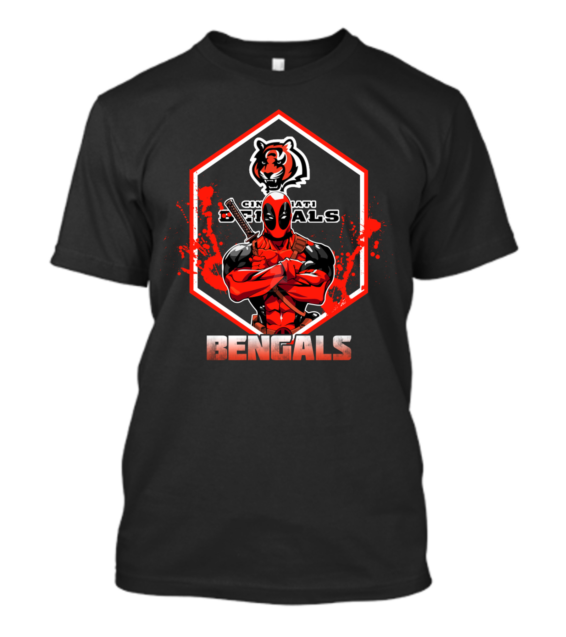 Deadpool Cincinnati Bengals Fans Nfl Football Crossover T-Shirt