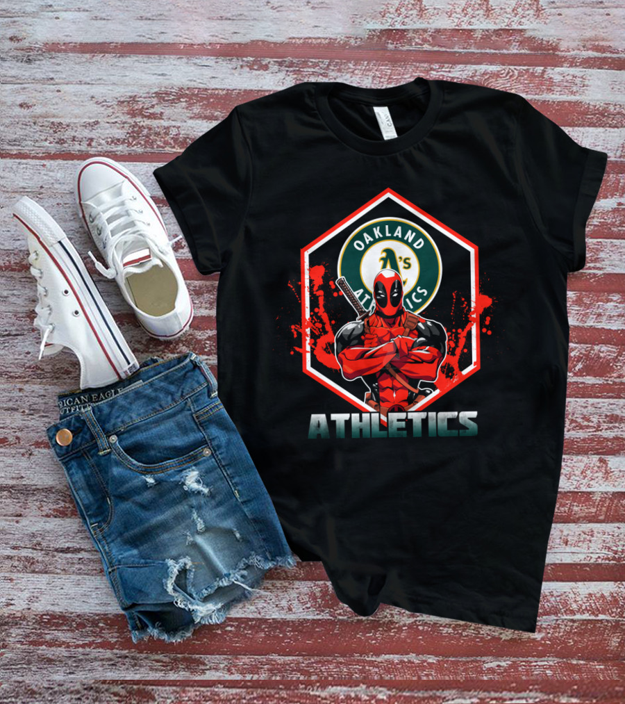 Deadpool Oakland Athletics A's Logo Crossover Fan T-Shirt