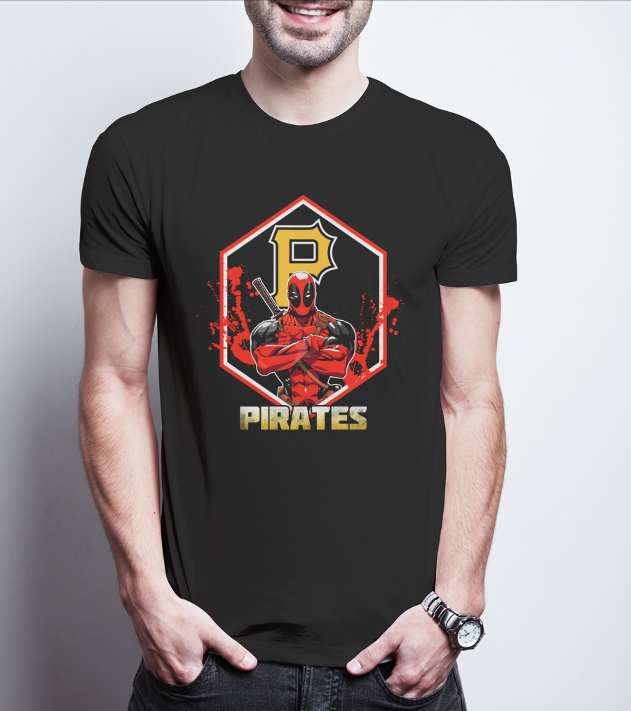 Deadpool Crossover With Pittsburgh Pirates Logo Fans T-Shirt