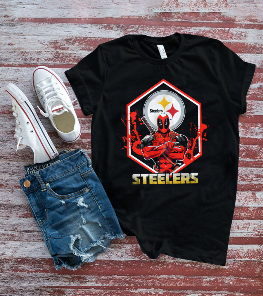Deadpool Steelers Fans Comic Crossover T-Shirt