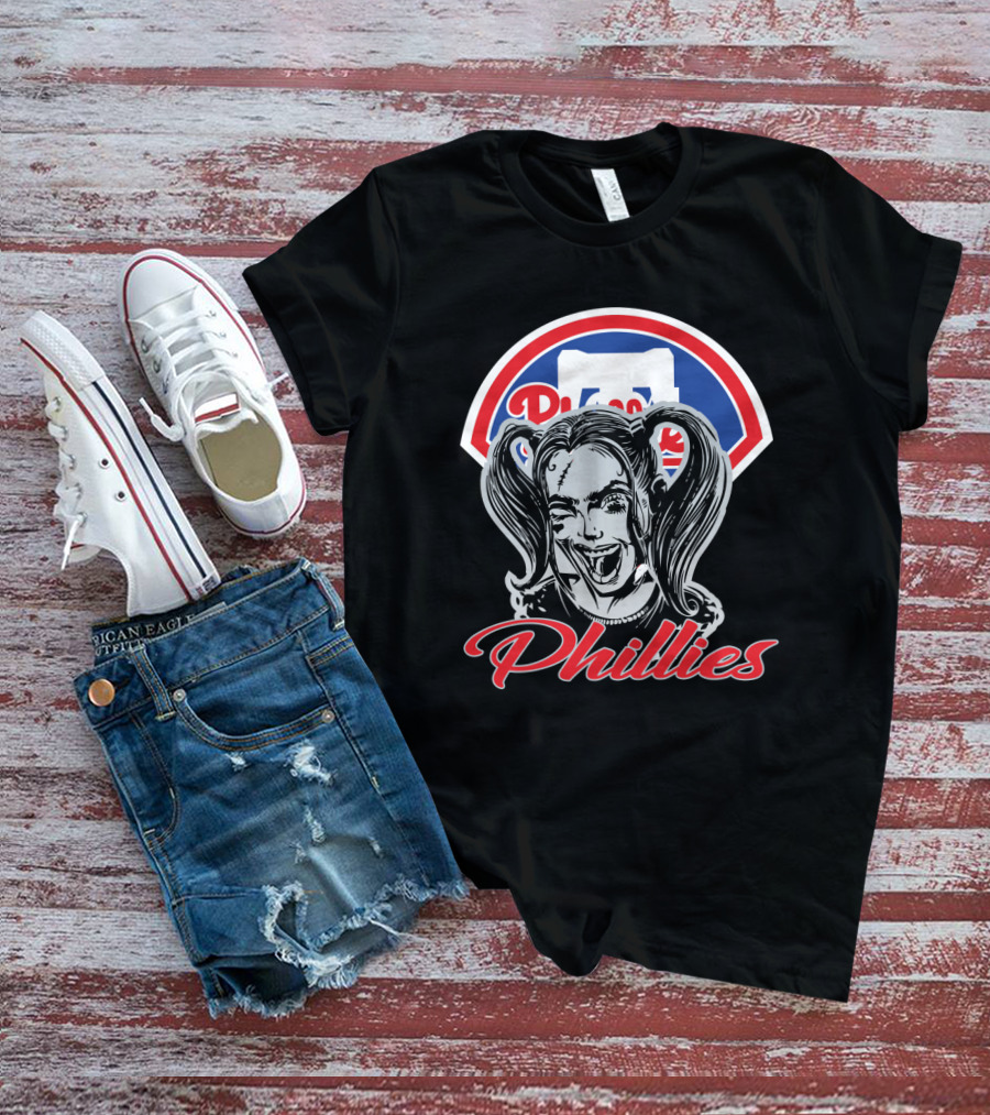 Harley Quinn Phillies Fan Philadelphia Phillies Logo Pigtails T-Shirt