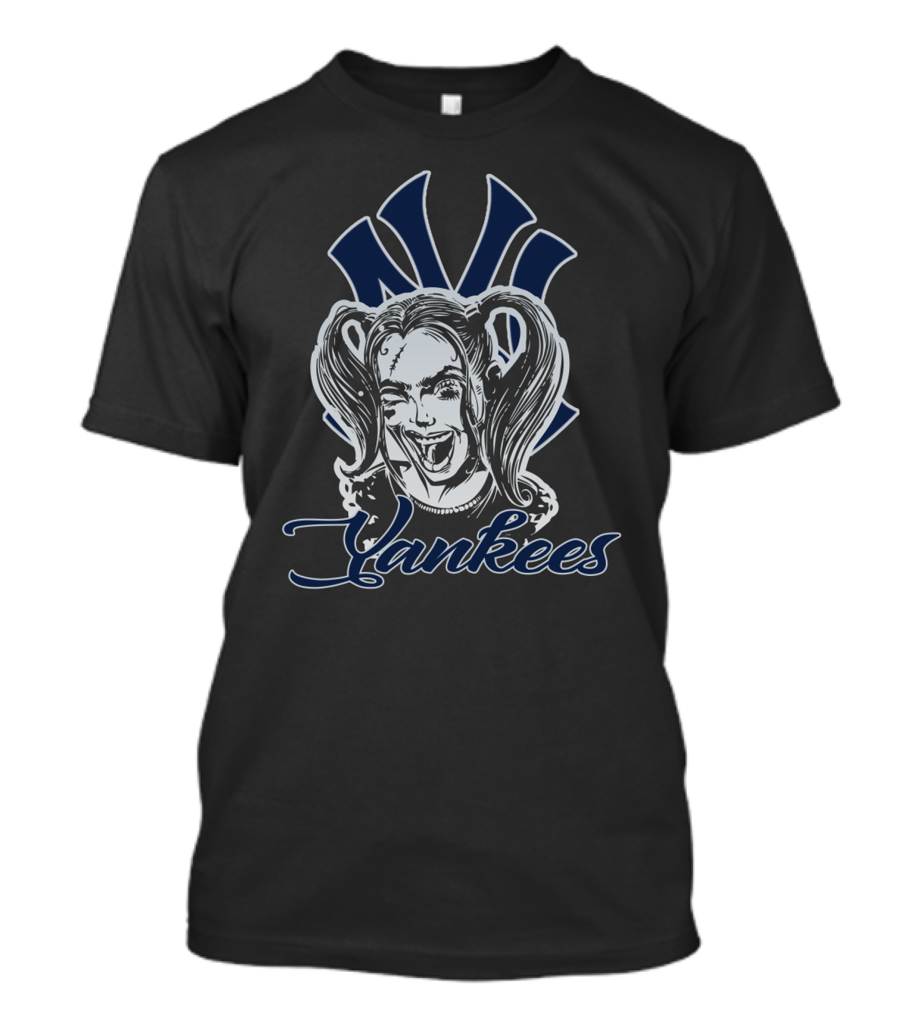 Yankees Logo With Harley Quinn Face T-Shirt