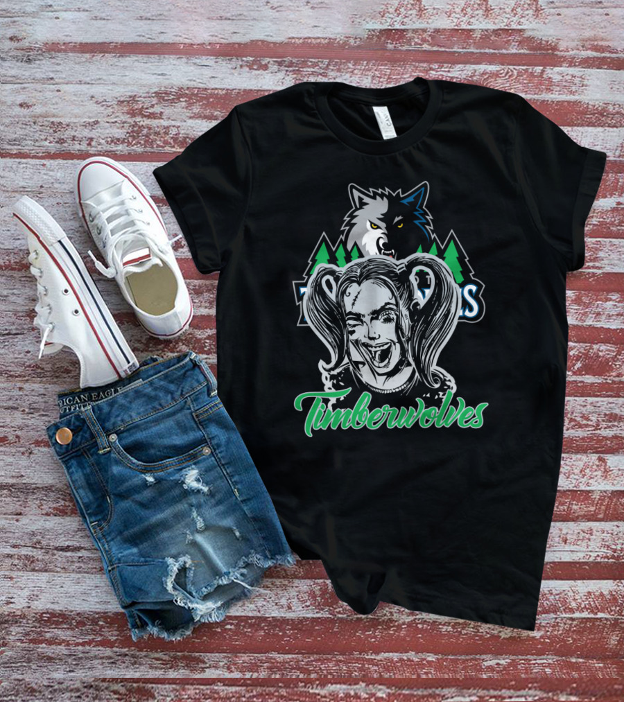 Harley Quinn Timberwolves Fans Minnesota Wolf T-Shirt