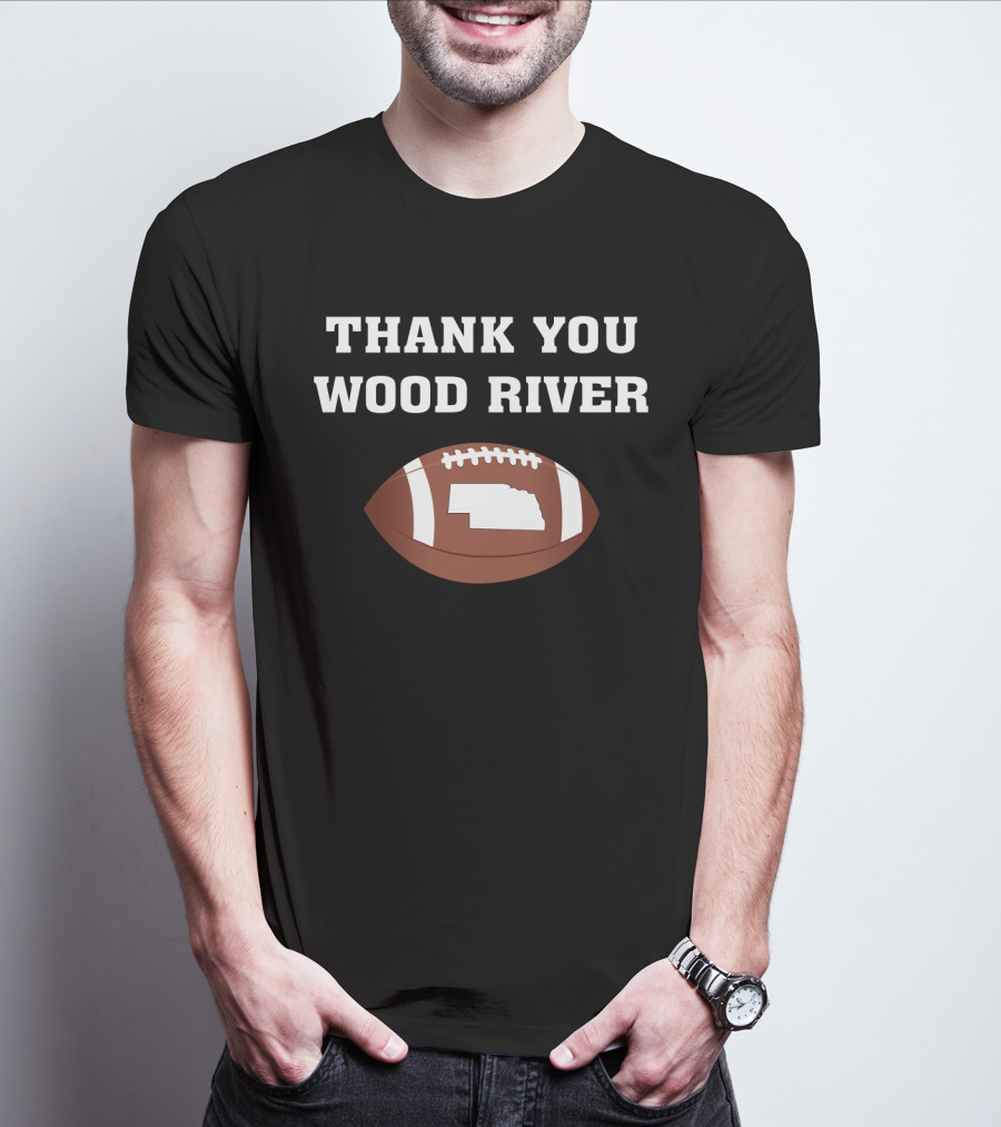 Thank You Wood River Nebraska Football Tribute With State Outline T-Shirt