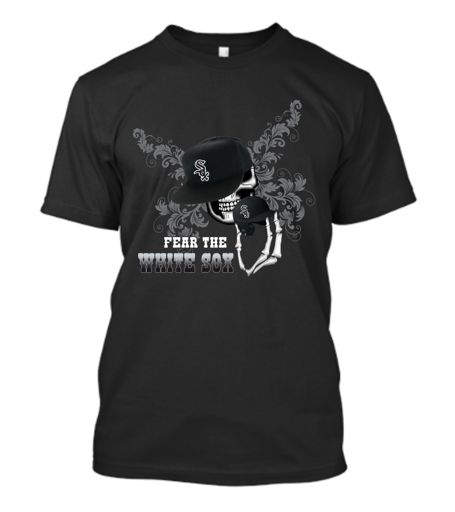Fear The Chicago White Sox Skull With Baseball Cap T-Shirt