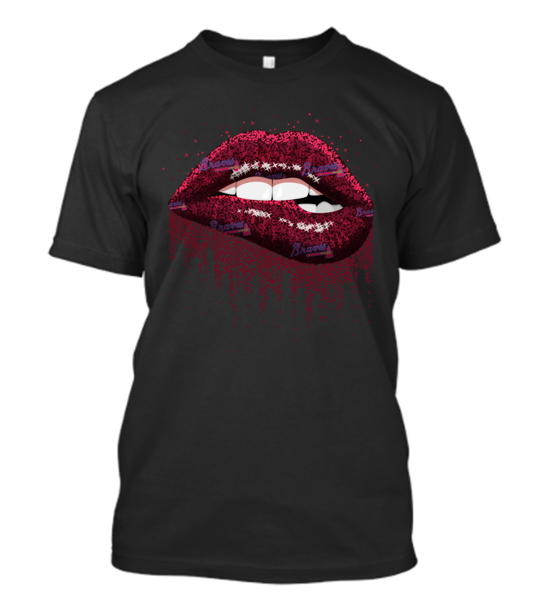 Sparkling Glitter Lips For Dedicated Atlanta Braves Fans T-Shirt