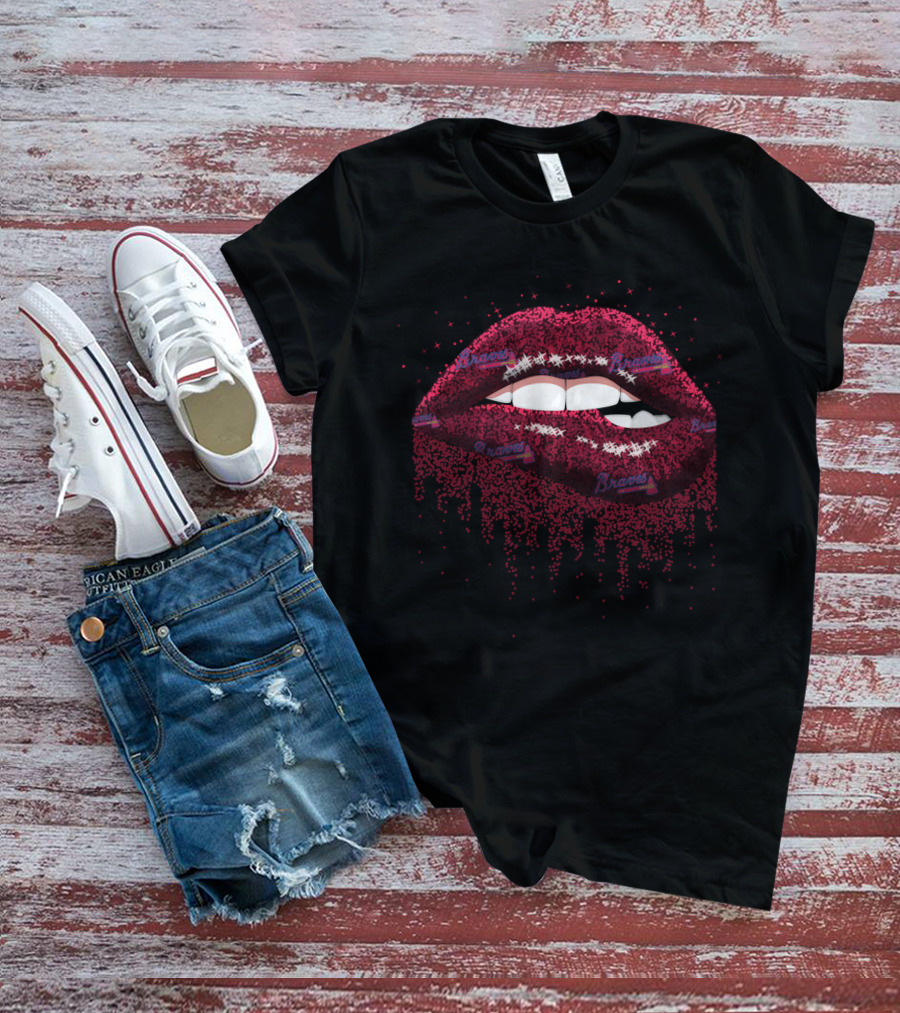 Sparkling Glitter Lips For Dedicated Atlanta Braves Fans T-Shirt