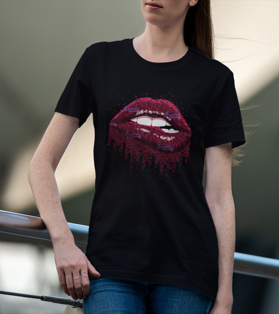 Sparkling Glitter Lips For Dedicated Atlanta Braves Fans T-Shirt