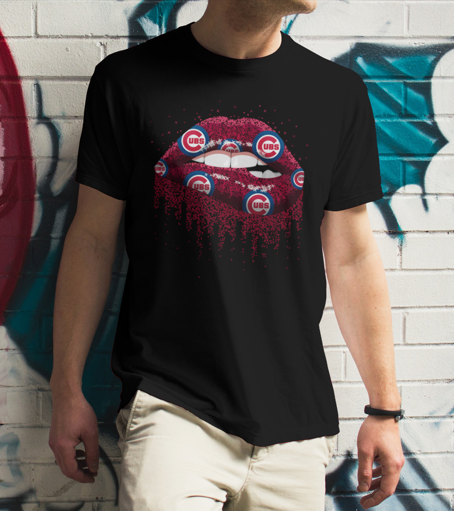 Glittering Chicago Cubs Lips With Team T-Shirt