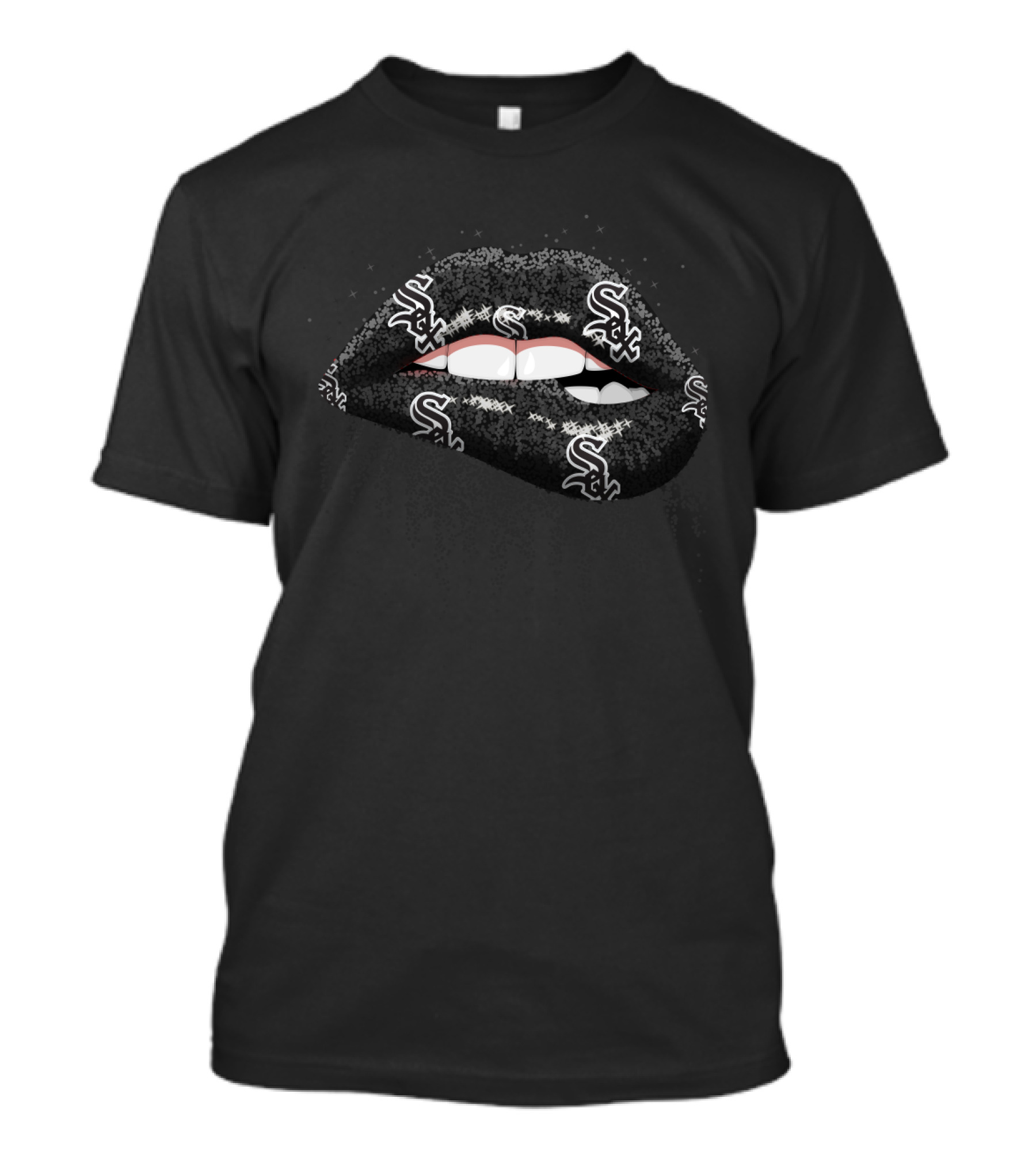 Chicago White Sox Glitter Lips Fan Art With Team Logo T-Shirt