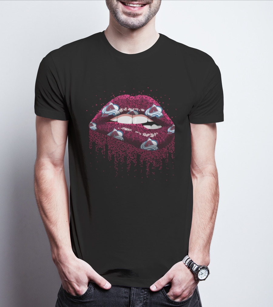 Colorado Avalanche Glitter Lips Fan Art For Supporters T-Shirt