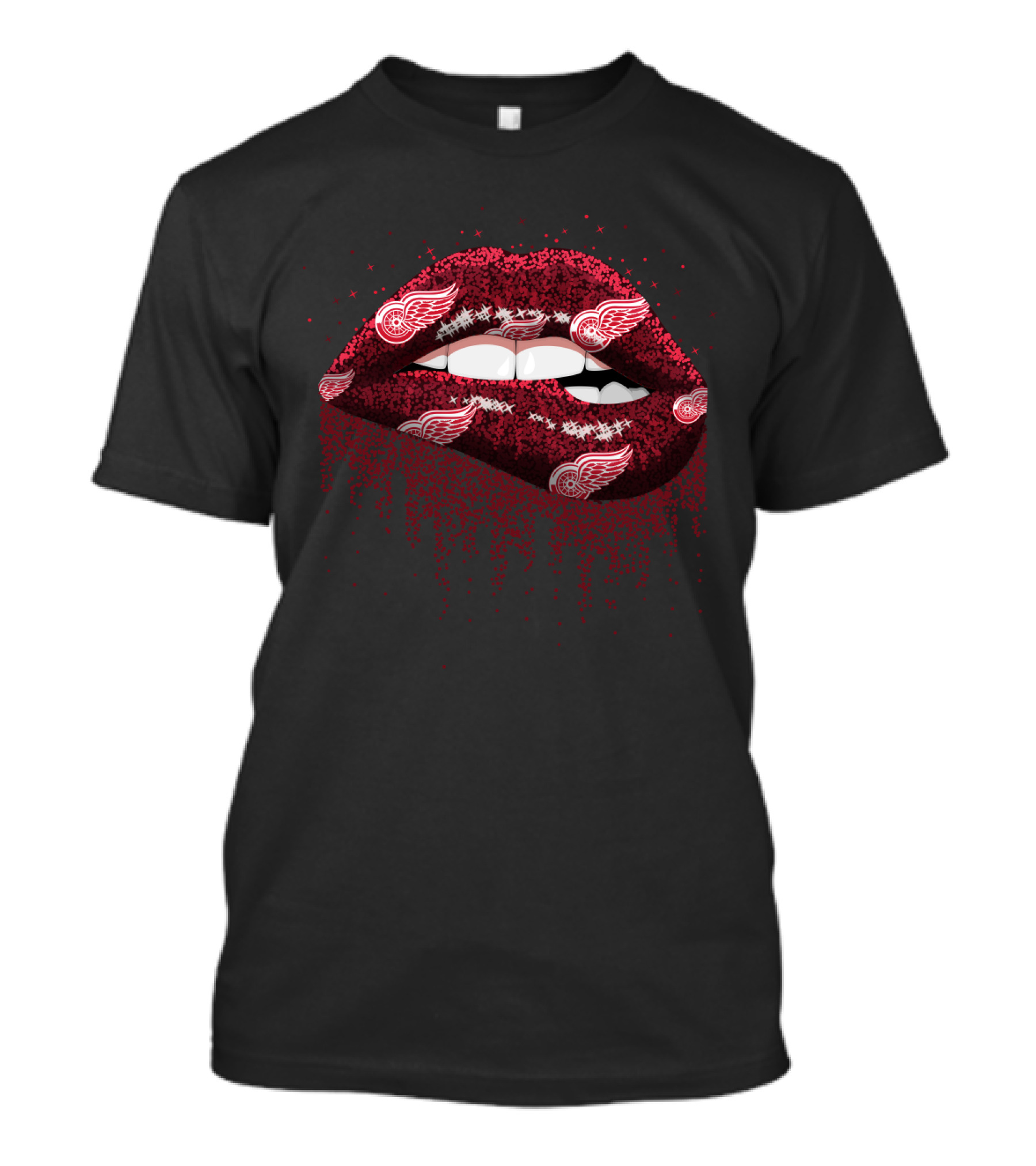Detroit Red Wings Glittery Lips Fan T-Shirt