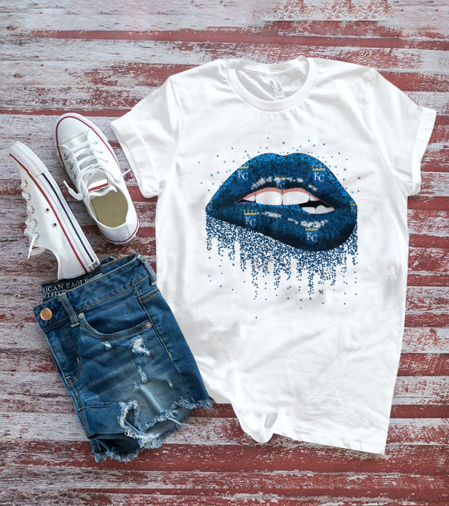 Kansas City Royals Glitter Blue Lips With KC T-Shirt