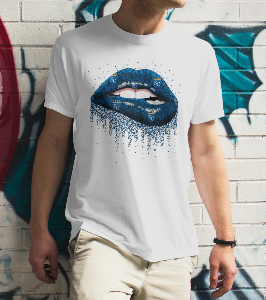 Kansas City Royals Glitter Blue Lips With KC T-Shirt