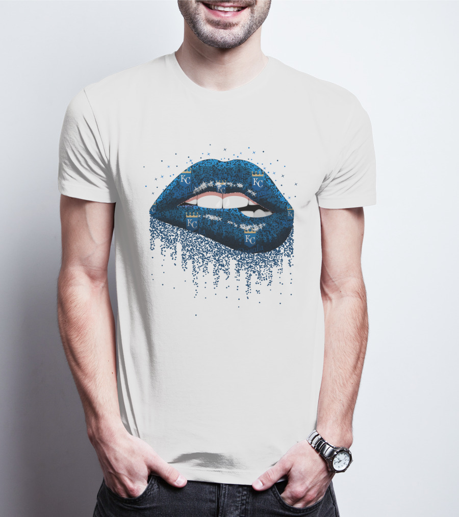 Kansas City Royals Glitter Blue Lips With KC T-Shirt
