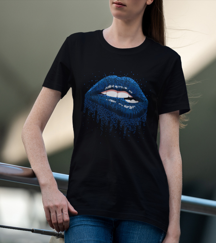 Sparkling Blue Glitter Lips For San Diego Padres Enthusiasts T-Shirt
