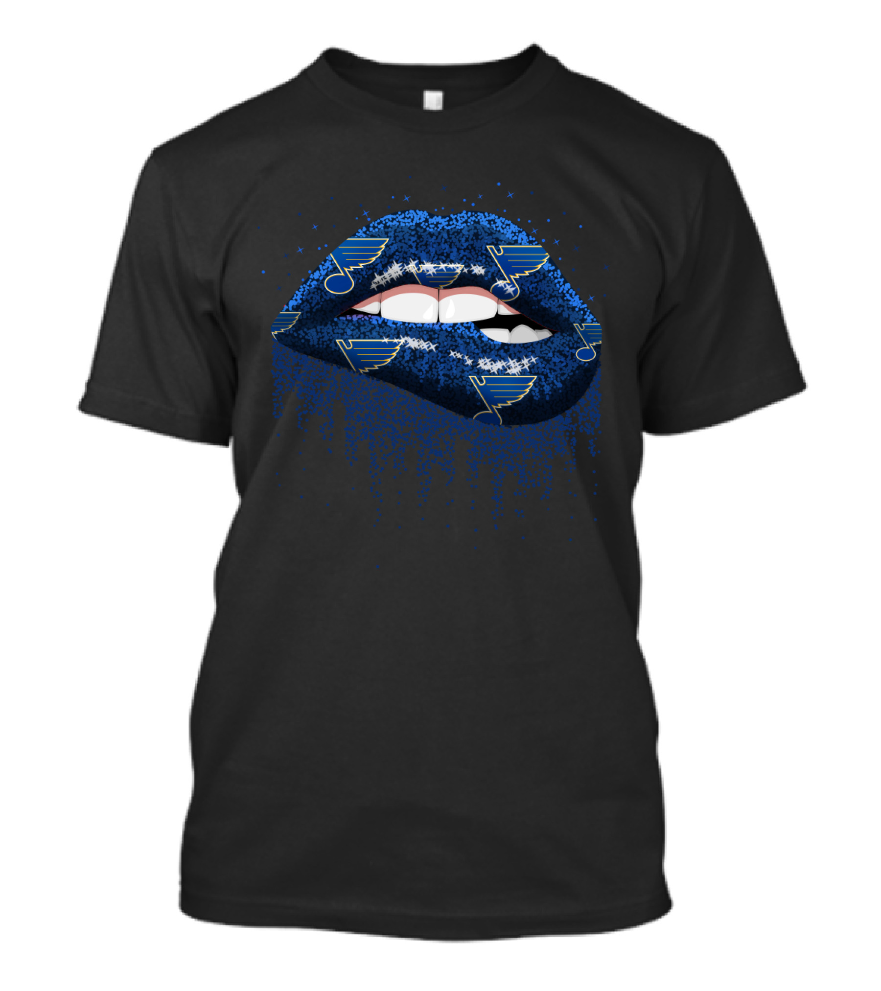 St. Louis Blues Glitter Lips Fan Apparel With Music Note T-Shirt