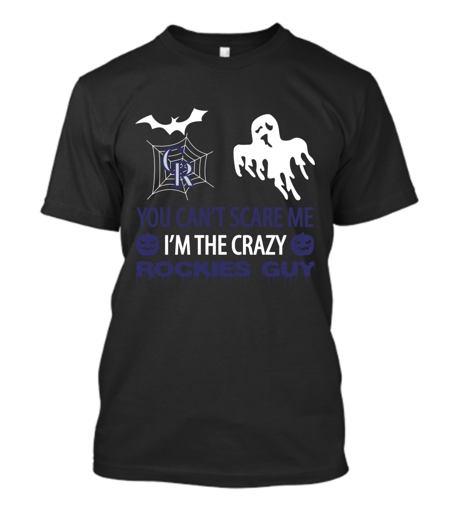 You Can't Scare Me I'm The Crazy Rockies Guy Halloween Ghost And Bat T-Shirt
