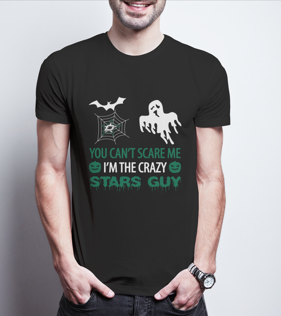 Dallas Stars Halloween Ghost Bat Spider Web Crazy Stars Guy T-Shirt