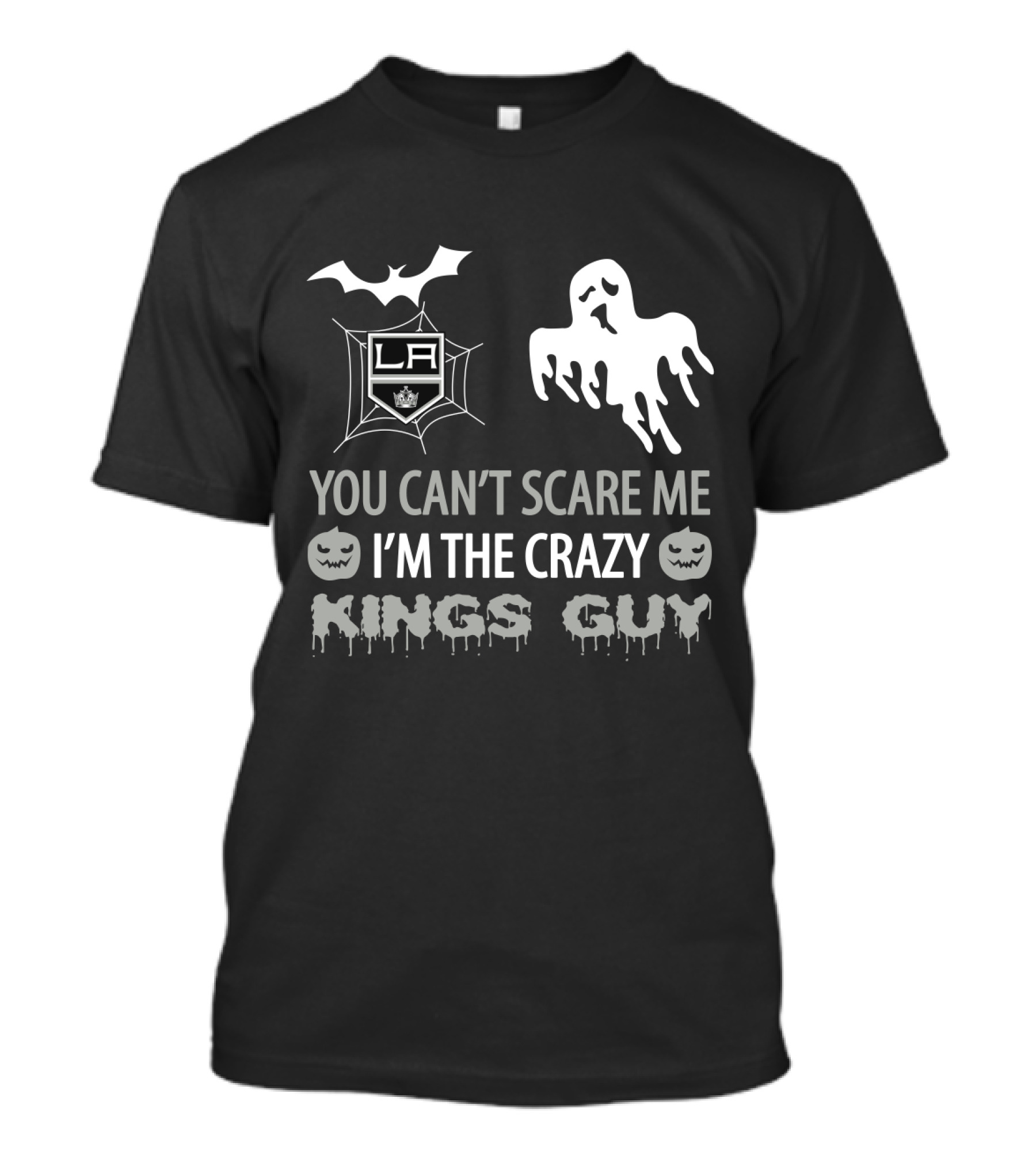 You Can't Scare Me I'm The Crazy LA Kings Guy Halloween Ghost Bat Pumpkin T-Shirt