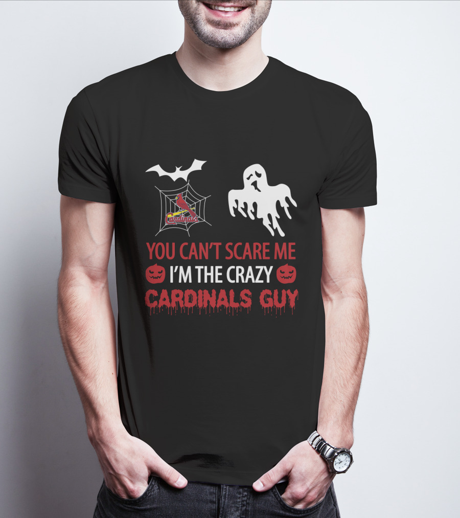 St. Louis Cardinals Halloween Scare Ghost Spiderweb Crazy Cardinals Guy T-Shirt