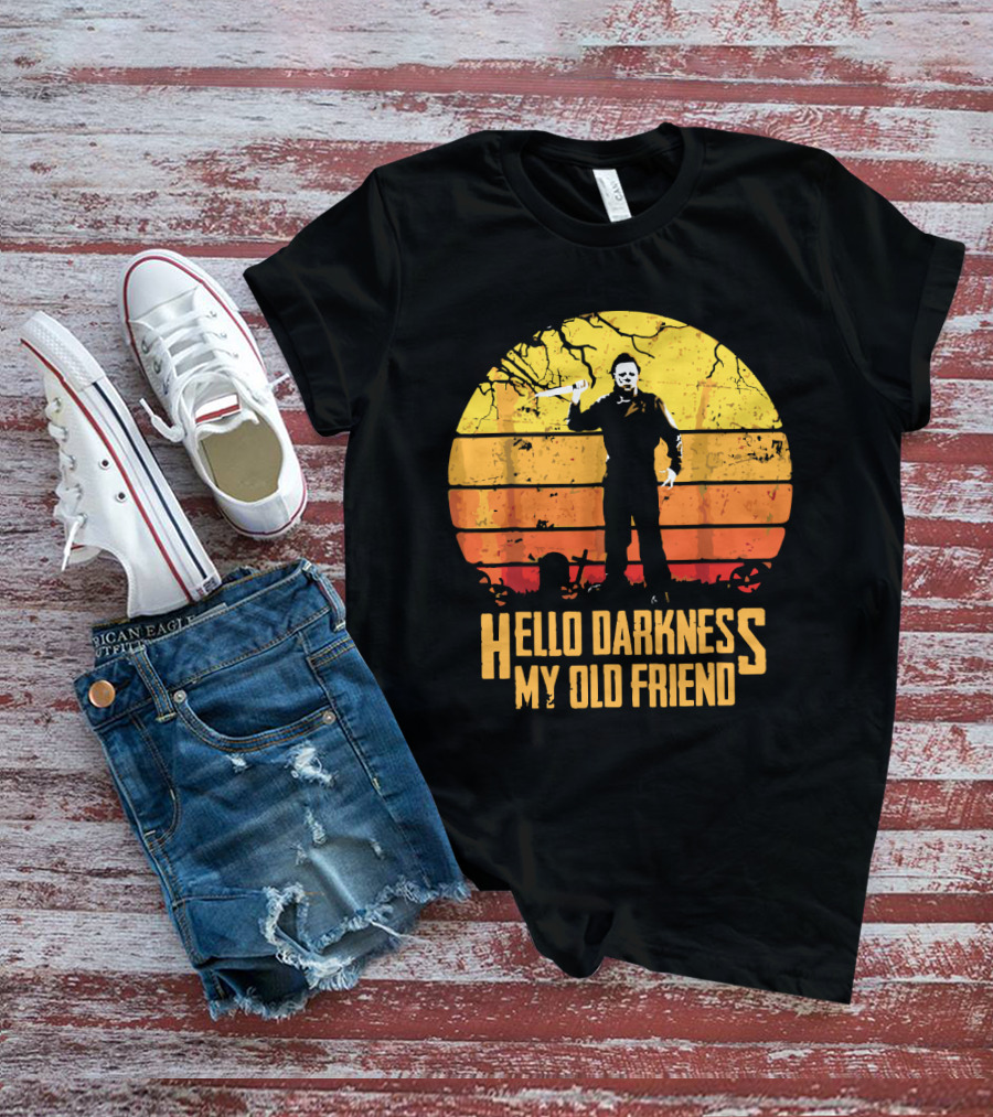 Hello Darkness My Old Friend Michael Myers Retro Sunset T-Shirt