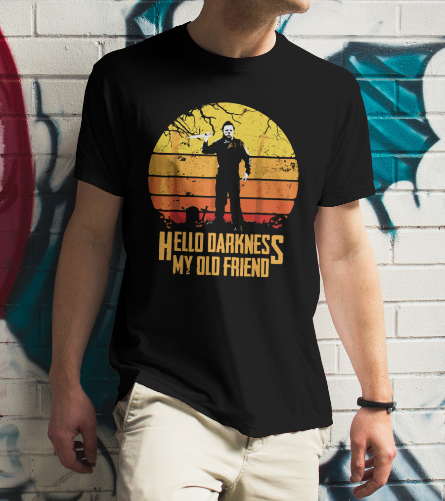Hello Darkness My Old Friend Michael Myers Retro Sunset T-Shirt