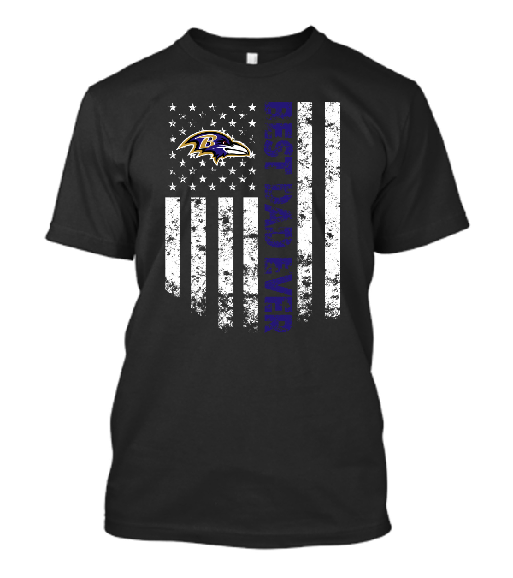 Baltimore Ravens Best Dad Ever American Flag Style T-Shirt