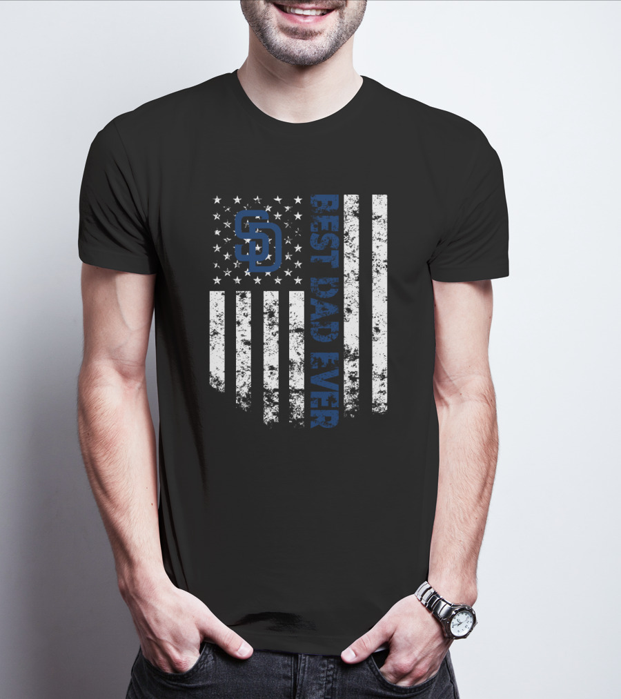 Best Dad Ever San Diego Padres American Flag T-Shirt