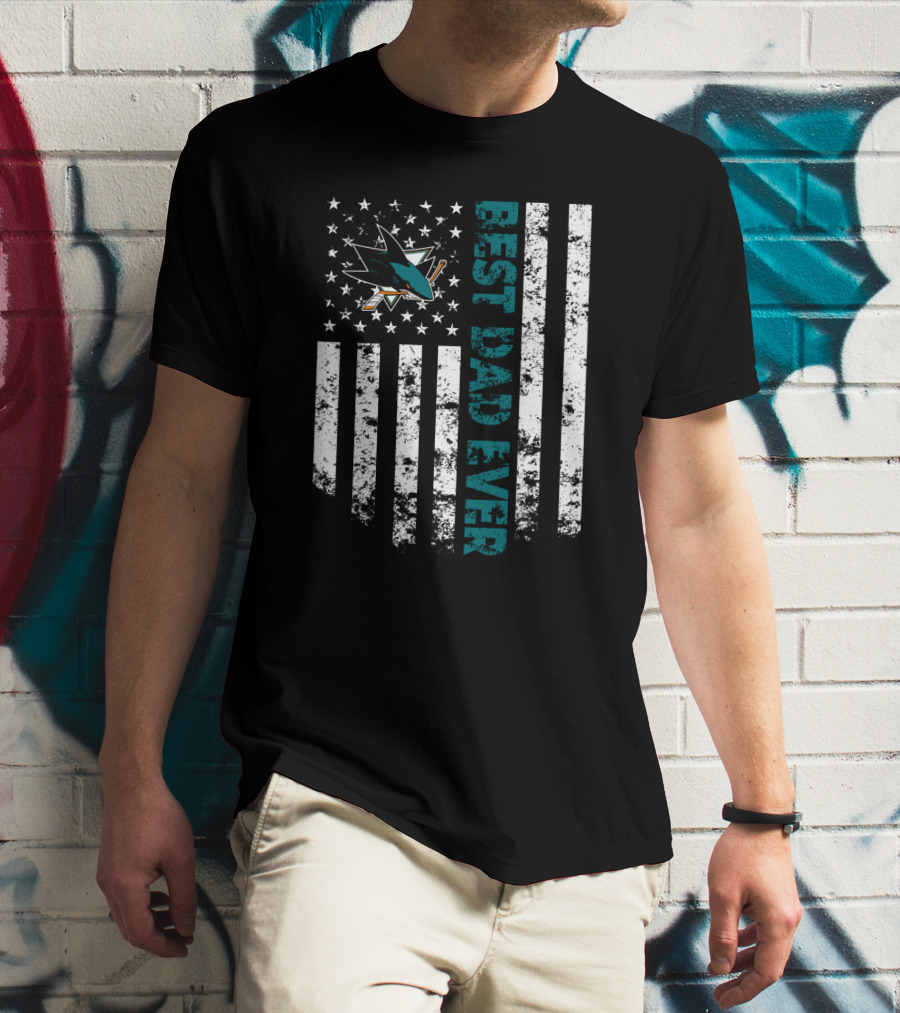 Best Dad Ever San Jose Sharks American Flag T-Shirt