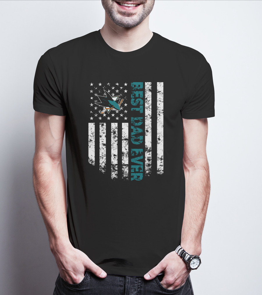 Best Dad Ever San Jose Sharks American Flag T-Shirt