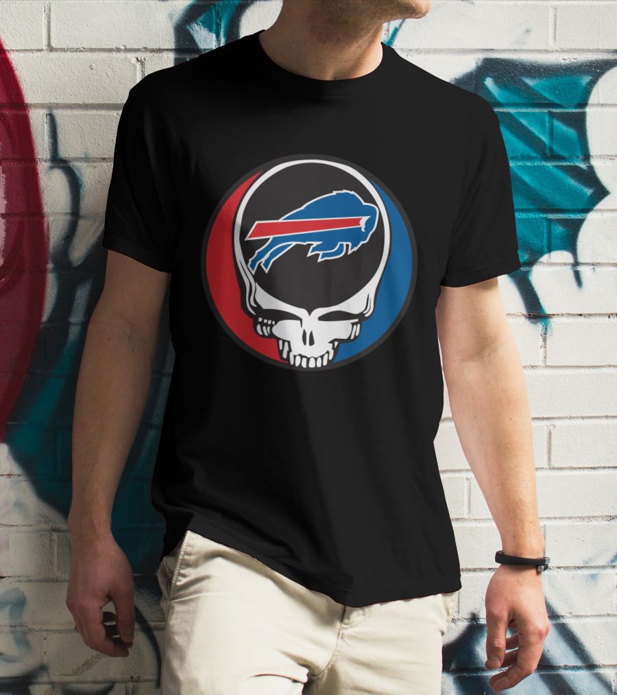 Buffalo Bills Grateful Dead Fan Skull Buffalo Logo Mark T-Shirt