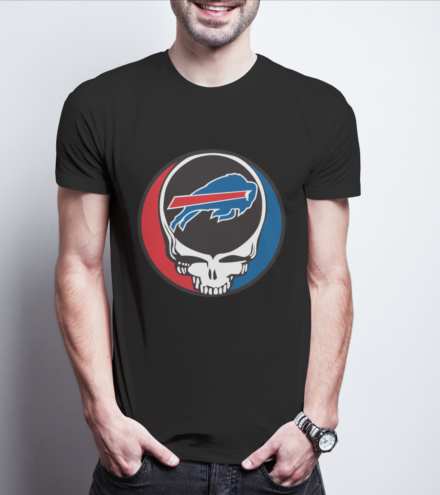 Buffalo Bills Grateful Dead Fan Skull Buffalo Logo Mark T-Shirt
