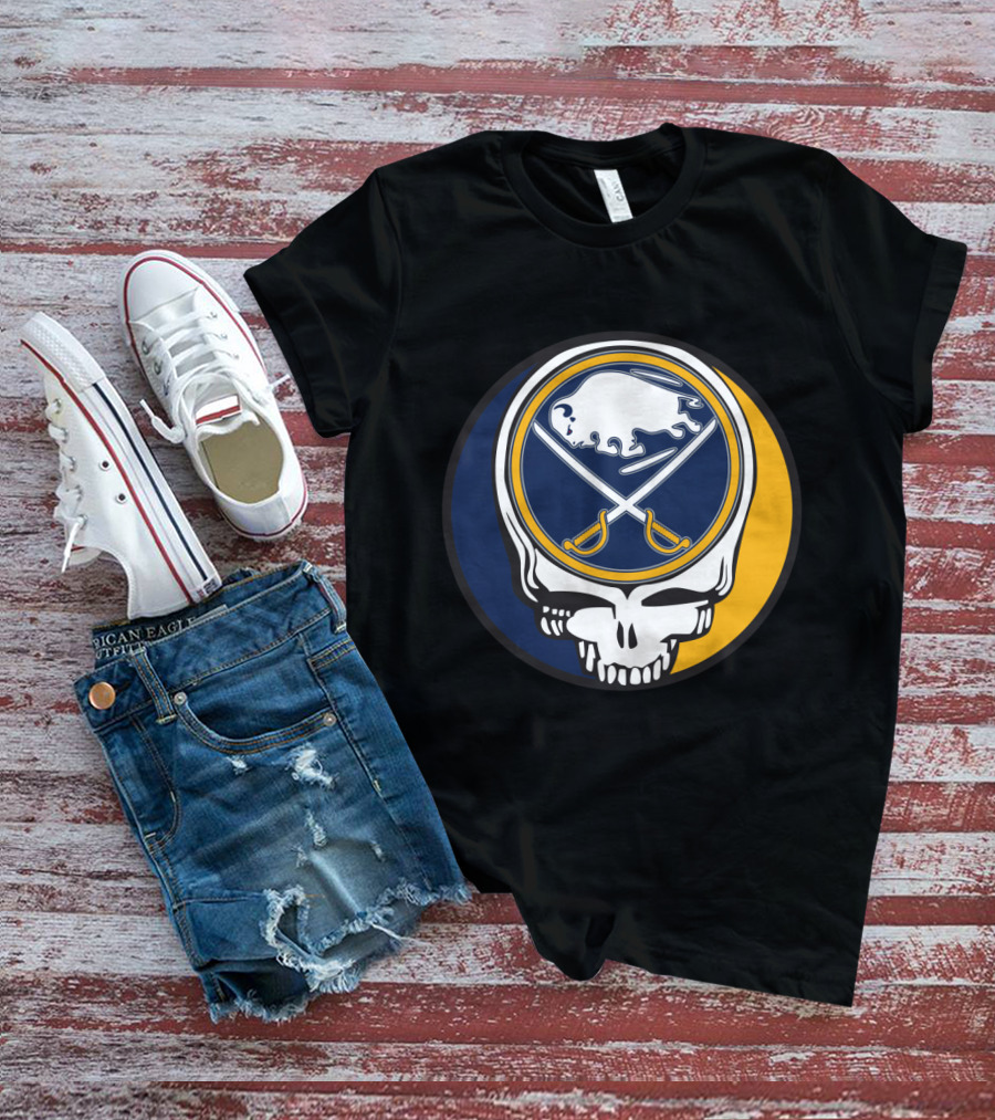 Buffalo Sabres Logo With Grateful Dead Skull Design For Fans T-Shirt