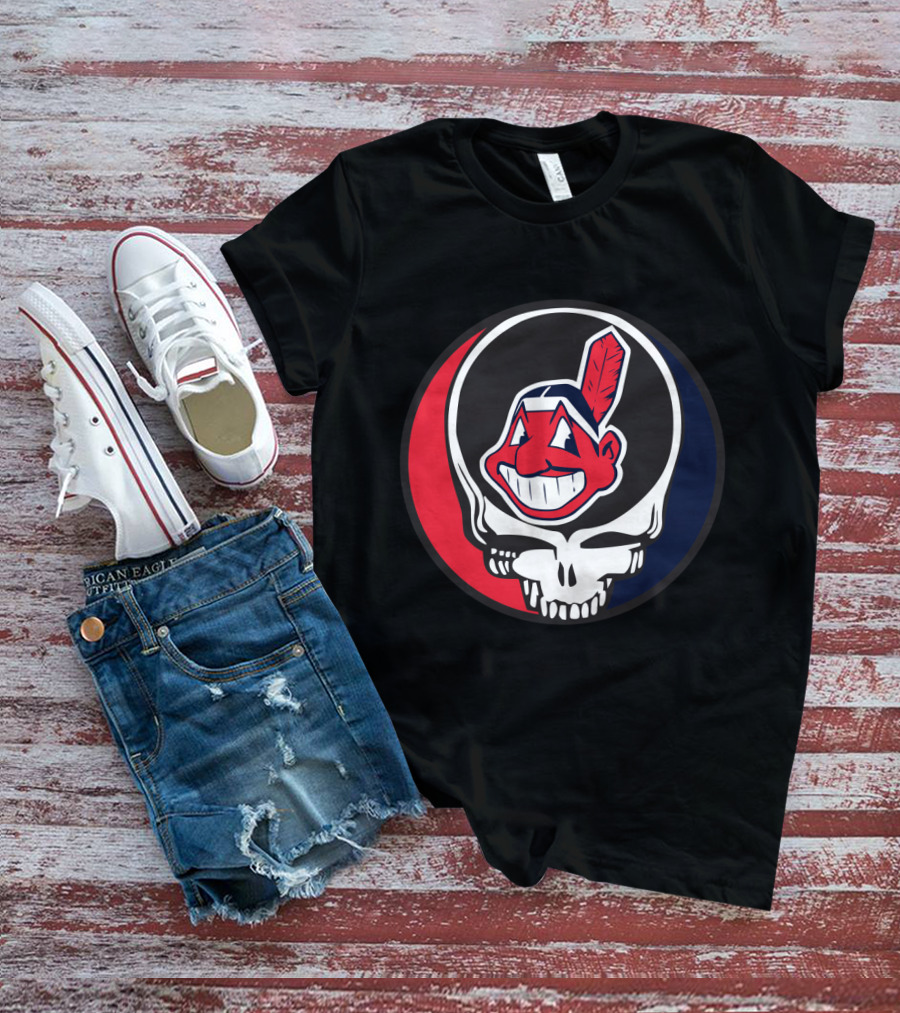 Grateful Dead Cleveland Indians Skull Logo Fusion T-Shirt